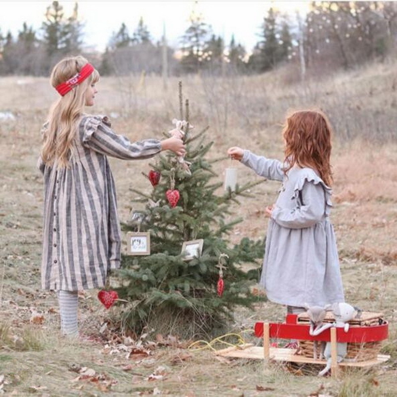 

Girl's Dresses Spring Kids Girls Striped Knee-length Lady Style Princess Baby Fashion Clothes E108 Q8GC