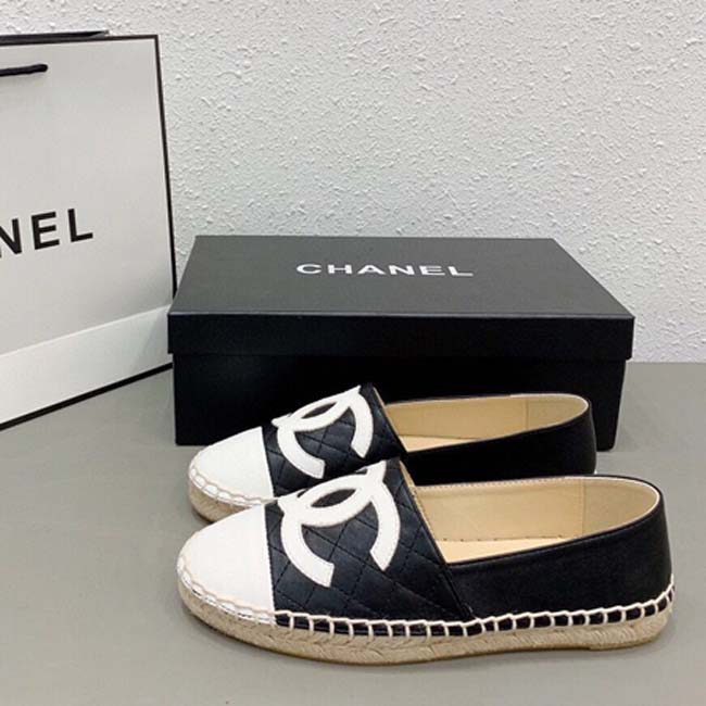 

Classics Women Espadrilles flat Designer shoes Canvas and Real Lambskin Loafers two tone cap toe Fashion casual shoe dqshoe01 02, Black