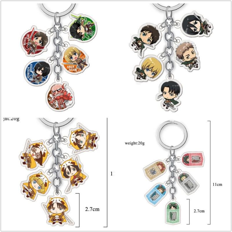 

Keychains 5-10pcs Attack On Titan Eren Mikasa Armin Erwin Rival Jean Survey Corps Acrylic Figure Doll Pendant Keychain Anime Toys KeyRing