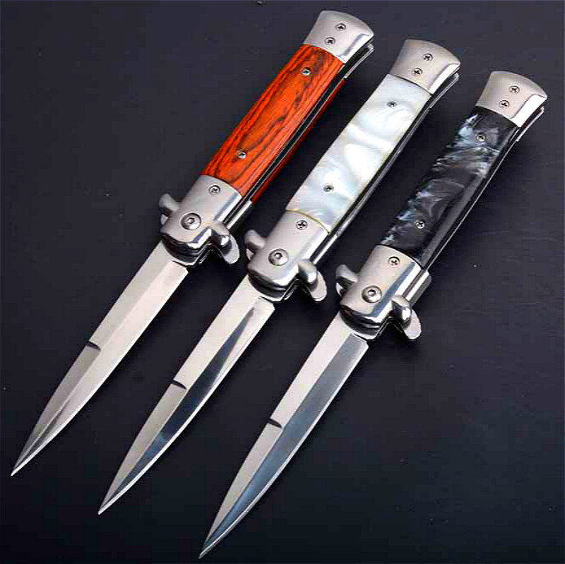 

PEGASI CS claw quick 440C acrylic wood handle pocket folding knife camping hunting survival EDC tool