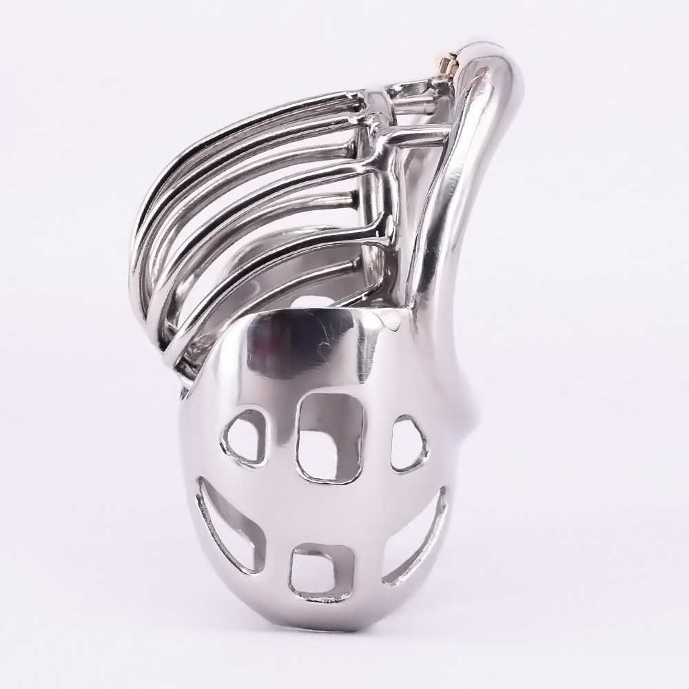 

Male Cock Cage with Scrotum Testicle Pouch Stainless Steel Arc Penis Ring Metal Chastity Devices Bondage Restraints Gear Sex Toy P0826