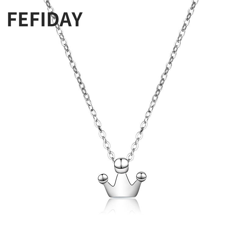 

Korean Modern Custom Women's Couple Chain Choker Crown Necklace Women Girls Jewelry Fashion Necklaces For 2021 Chains, Silver