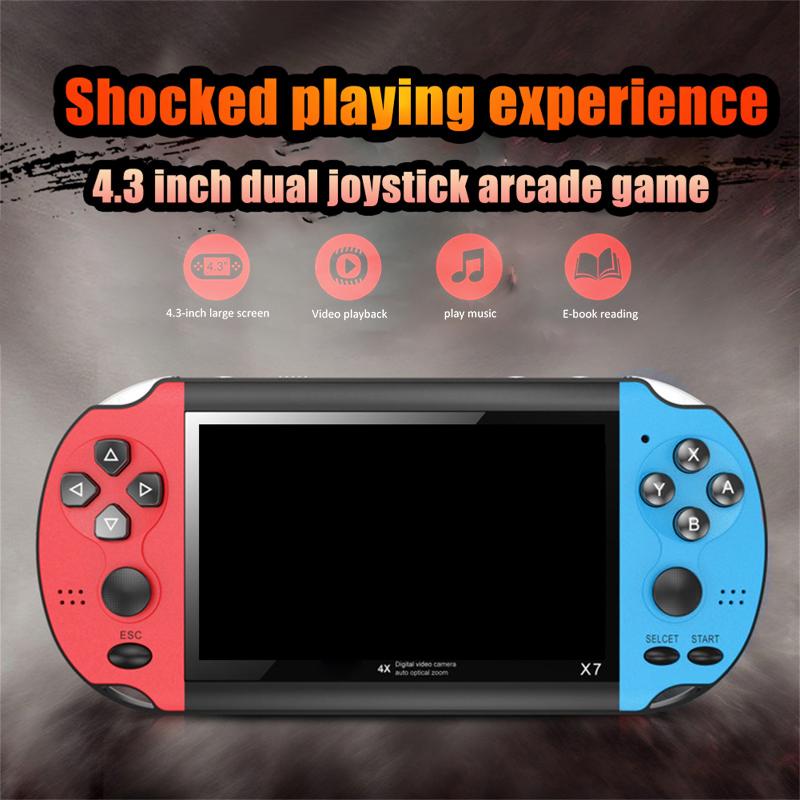 

Handheld Game Console Nostalgic Classic Gaming Device 4.3 Inch 8GB Built-in 3000 X7 Mini Portable Players