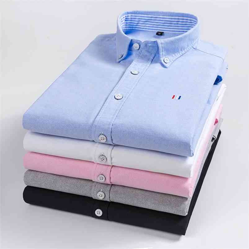

Casual Pure Cotton Oxford Mens Shirts Long Sleeve Embroidery Design Regular Fit Fashion Stylish 210708, Burgundy