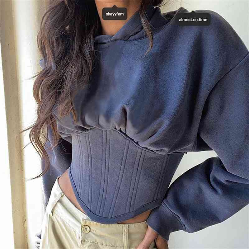 Casual Dresses Women Crop Corset Hoodie Autumn Spring Hooded Sweatshirt Tracksuit High Street T8EI-image-702441472