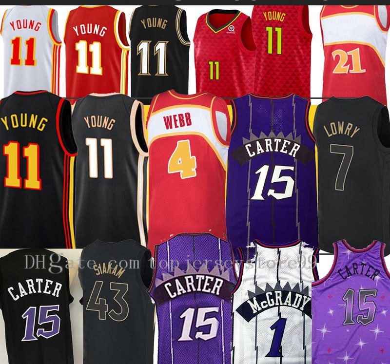 

2021 New Basketball Jerseys Mens Vince 15 Carter Retro Tracy 1 McGrady Basketball Jersey men Trae 11 Young Spud 4 Webb Jerseys Breathable