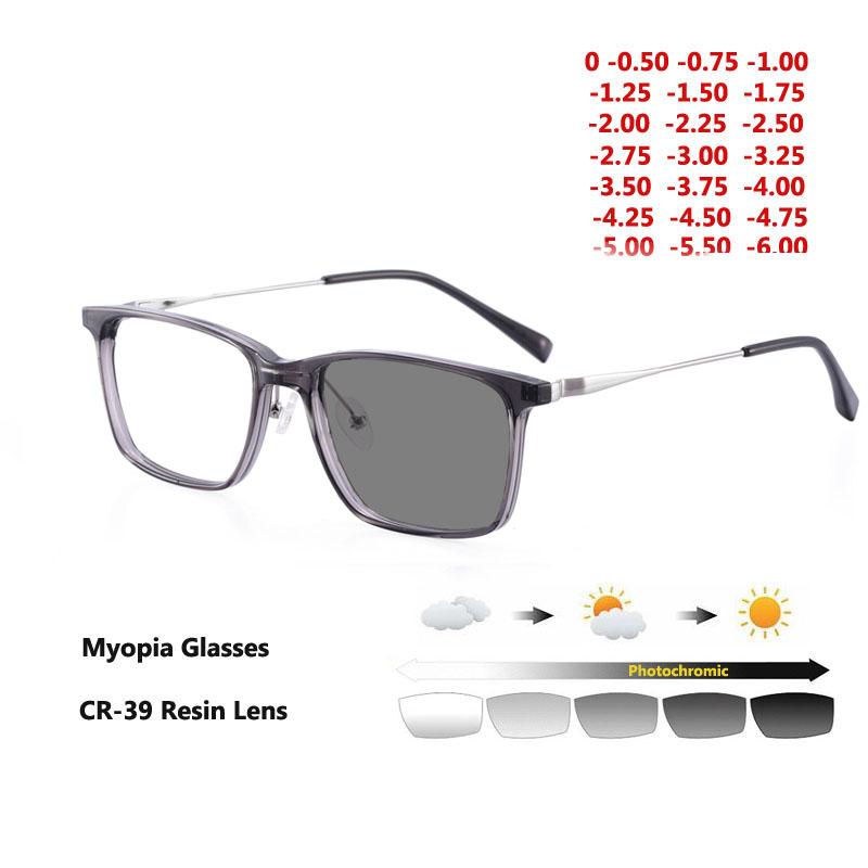 

Fashion Sunglasses Frames Pochromic Grey Myopia Glasses Men Optical Women Spectacles Finished Eyewear Frame -1.0 -2.0