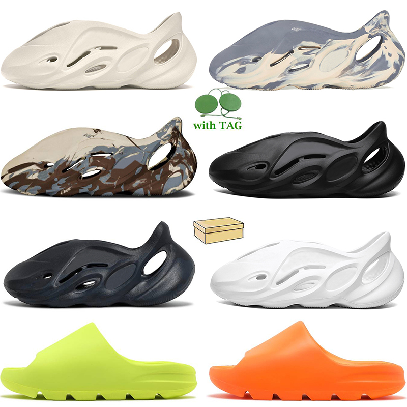 

2022 Newest Adds Slides Yeezy Foam Runner Slippers Women Mens Cream Clay Moon Gray Black White Mineral Blue Enflame Orange Glow Green Designer Fashion Sandals Yeezys, #21 white 36-45