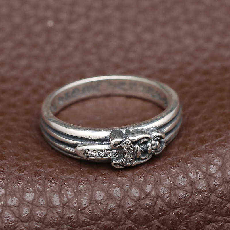 

Hearts new fashion chrome S925 Sterling Silver holy sword hip hop style ring couple personality ring style