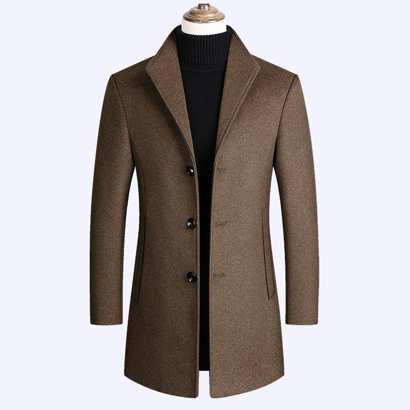 

Men's Trench Coats Style Men Cardigan Warm Autumn Winter Coat Fashion Long Overcoat Casual Solid Outwear, Tan;black