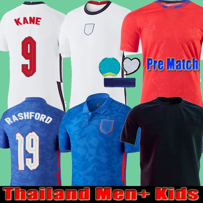 

Thailand EnGLand Men + Kids 2021 Angleterre Soccer Jerseys Pre Match Third black Concept home DELE RASHFORD SANCHO STERLING KANE Football Shirts Training Red 20 21, Kids away blue