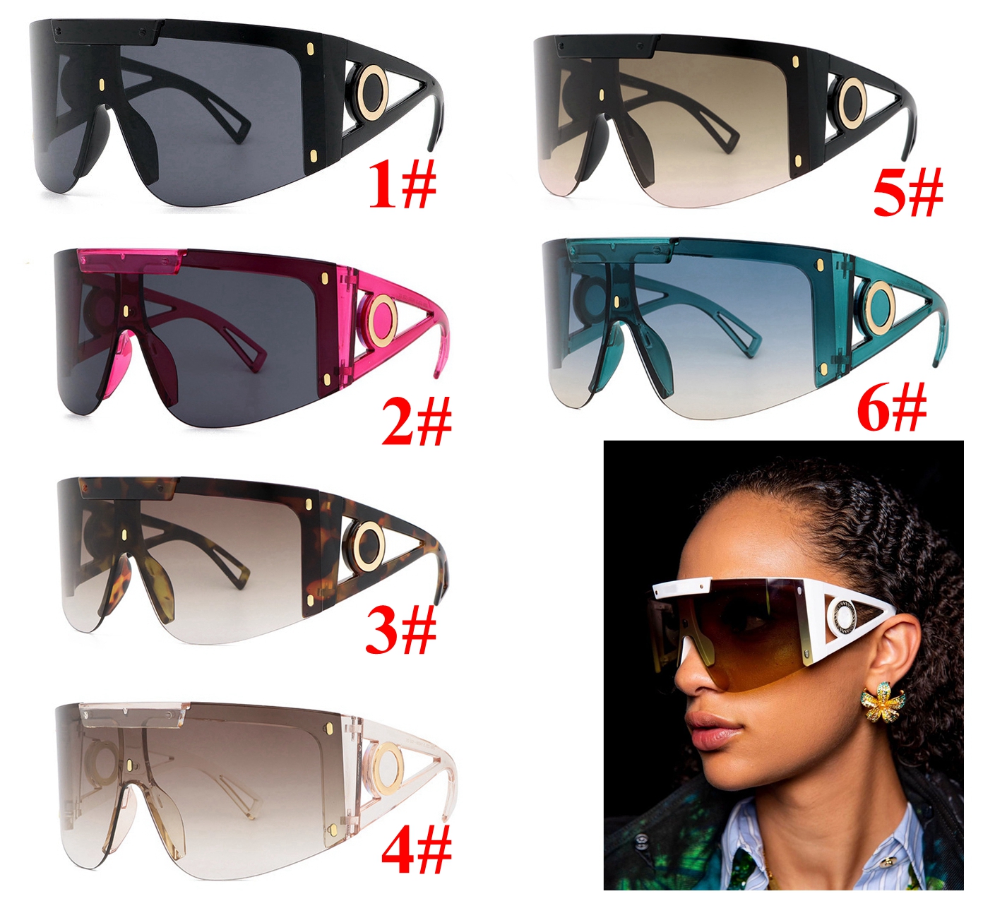 

Oversized Square Sunglasses Women men Summer Style Big Size Frame Mirror Sun Glasses Female Oculos UV400 6 colors 10PCS Designer Brand