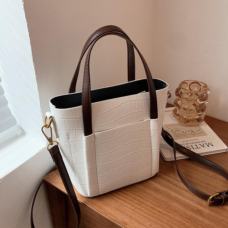 

Evening Bags Fashion Stone Pattern Bucket For Women 2022 Lady Handbags Designer PU Leather Tote Bag Sac Main Shoulder