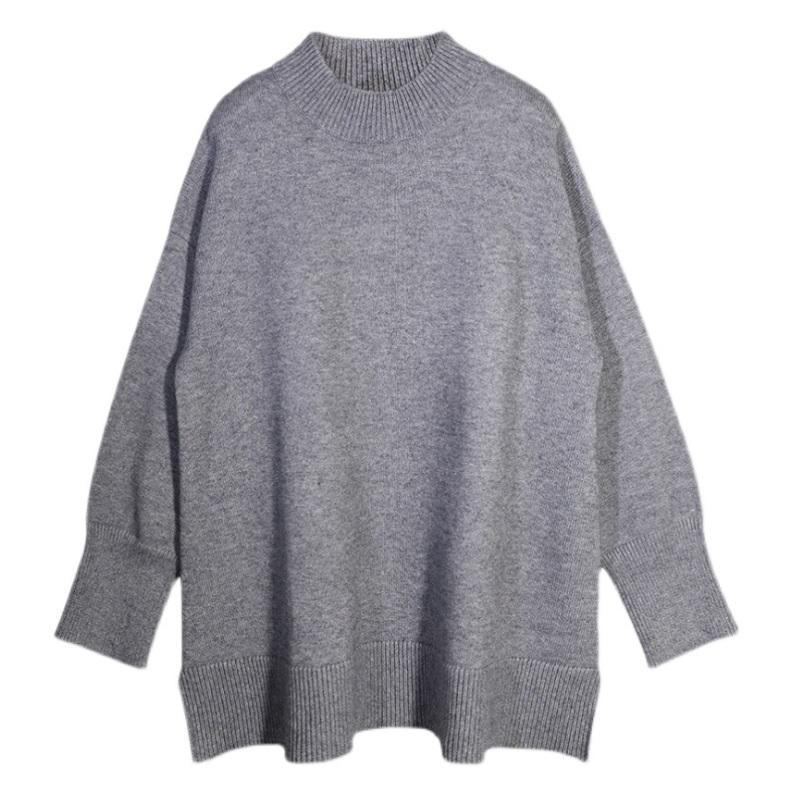 

Women's Sweaters Knitted Long Oversize Pullover 2021 Woman O-neck Sleeve Casual Loose Sweater Female Bottomed Jumper, Gray