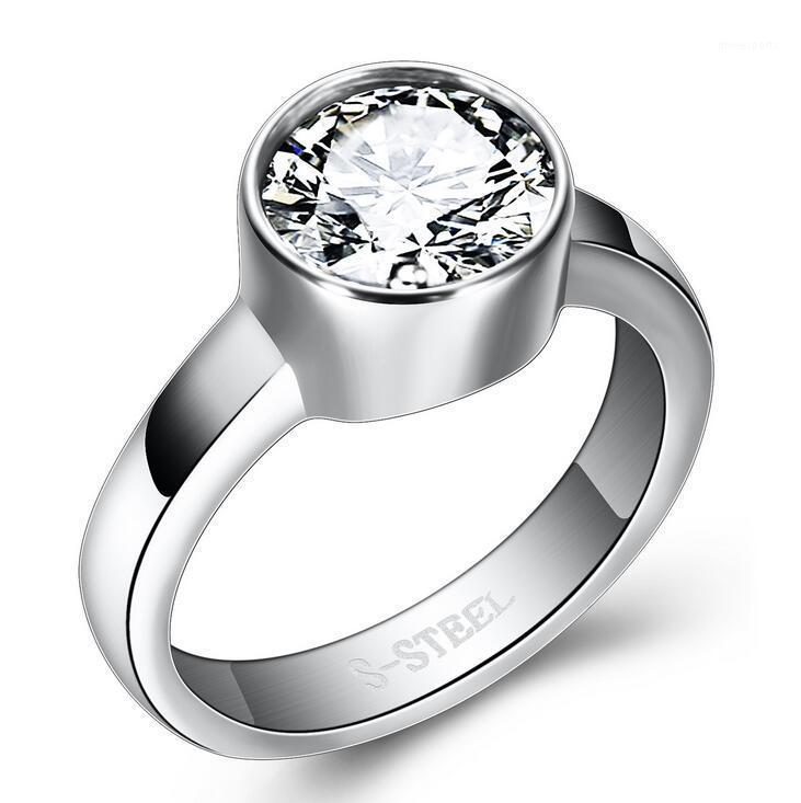 

Wedding Rings Round Zircon Engagement Jewelry Stainless Steel For Women Accessories Good Quality1
