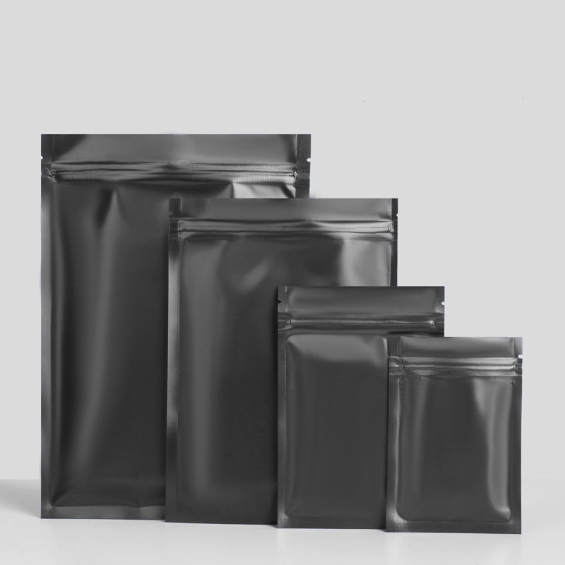 

Matte Black Multiple Sizes Food Packaging Bags 100pcs/lot Aluminum Foil Mylar Pouches with Tear Notch