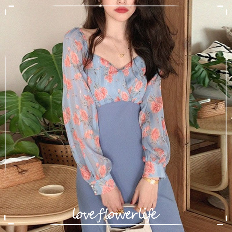

Elegant Dress Women Patchwork Vintage Floral Dress Evening Party Dress Korean Office Lady Summer Square Collar 210521, Pink
