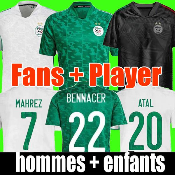 

fans player version algerie 2021 home white away green soccer jerseys mahrez feghouli bennacer atal 20 21 algeria football kits shirt men ki, Black;yellow