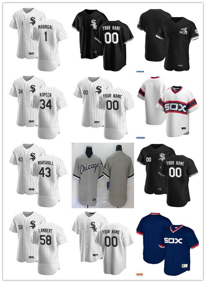 

Mens Womens Youth Chicago White Sox 34 Michael Kopech 58 Jimmy Lambert 1 Nick Madrigal 43 Evan Marshall Custom Baseball Jers, Blue;black