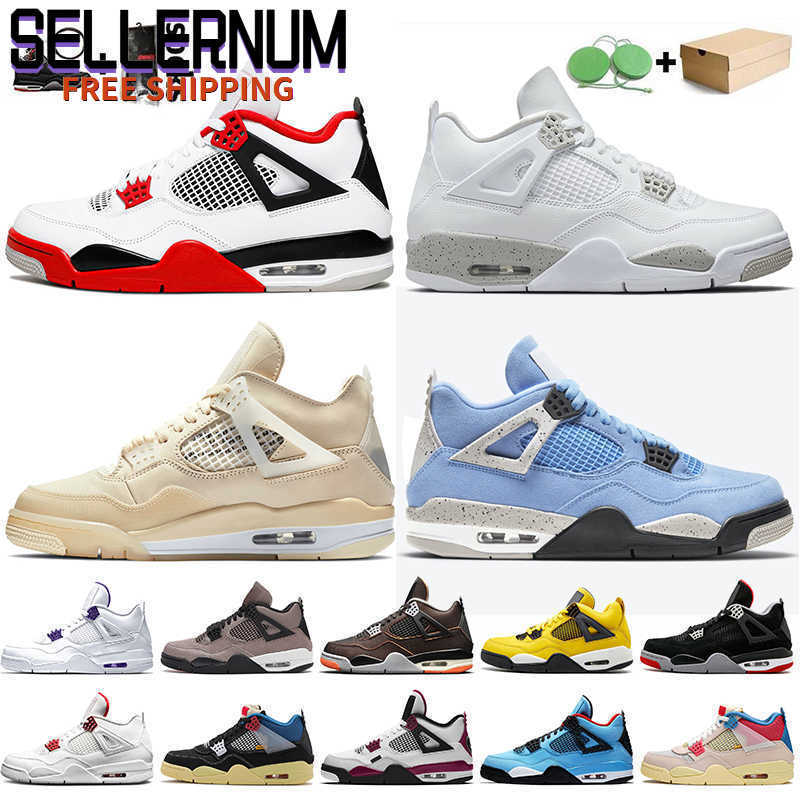 

Wholesale With Box Jumpman 4 4s Mens Womens Basketball Shoes Fire Red Sail White Off Oreo University Blue Travis Scotts Sports Trainers, #40 alternate 40-47