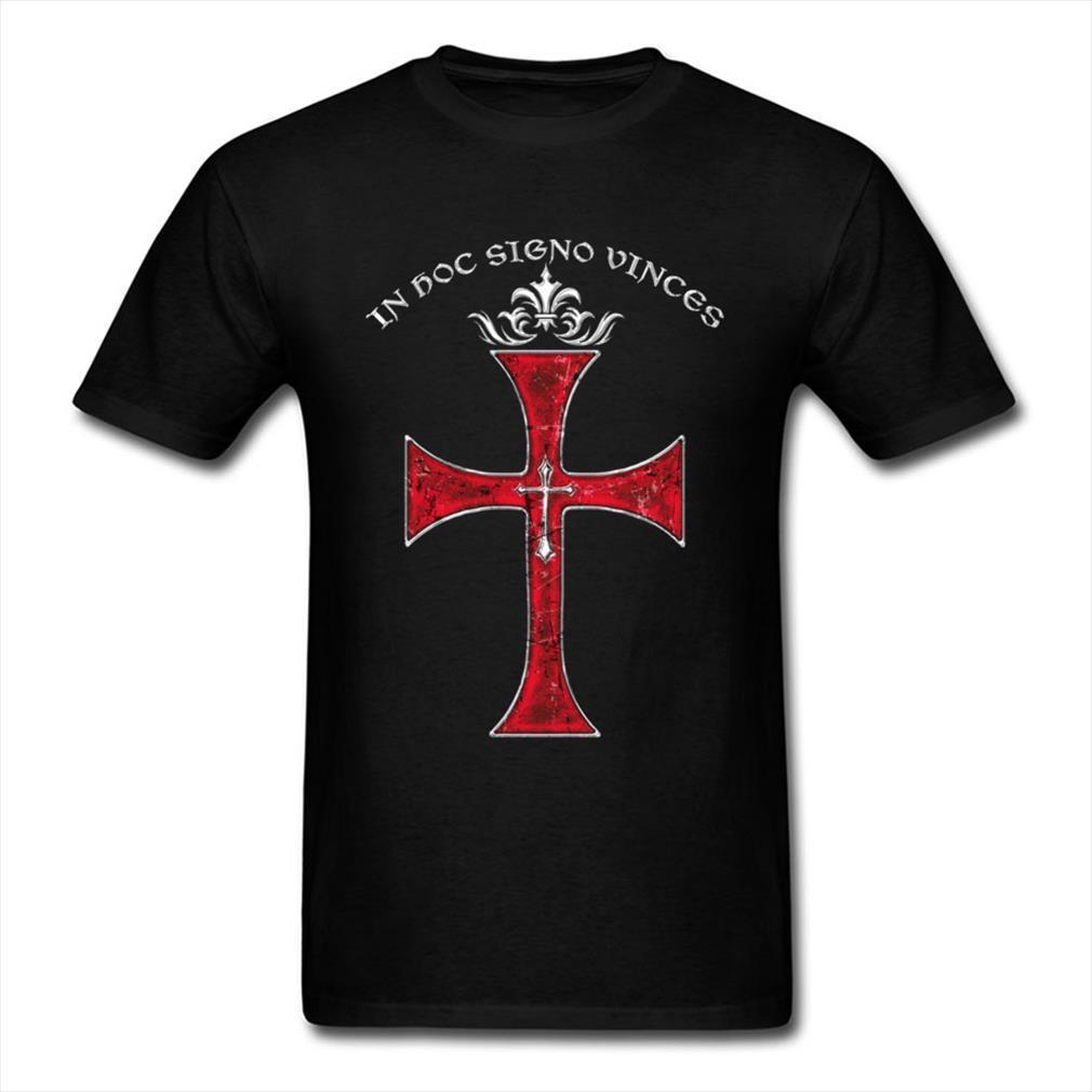 

arrival knights templar cross men t shirt print stylish black red cartoon vintage pattern for christian, White;black