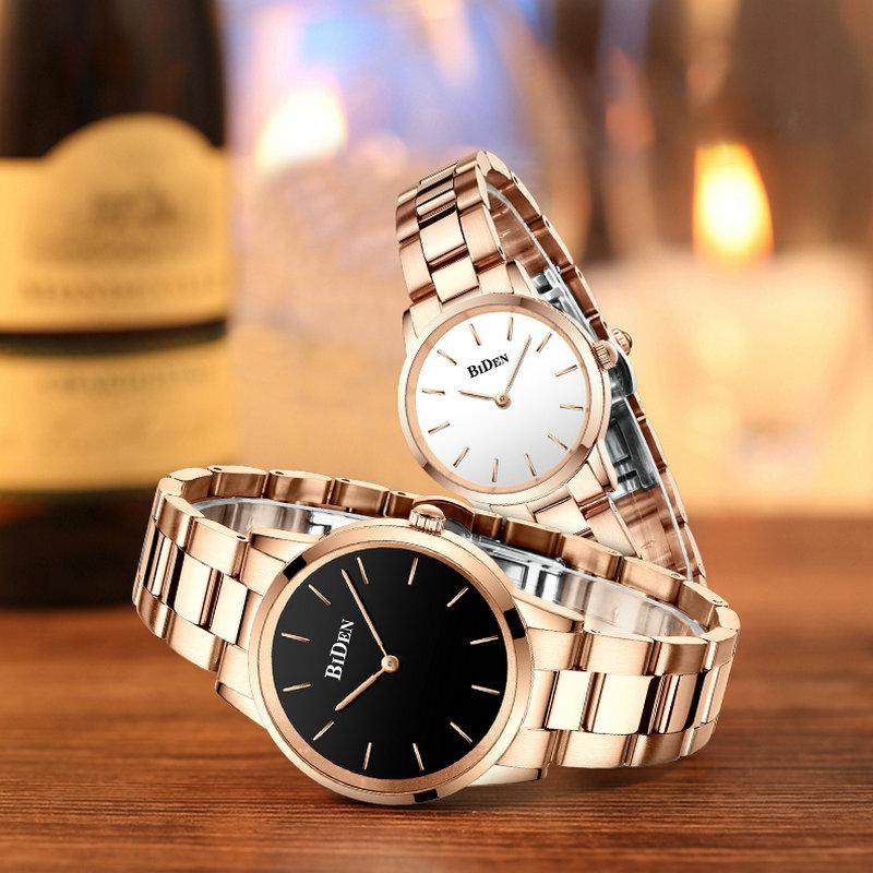 

Top Couple Wristwatch Simple Casual Women Quartz Watch Men Rose Golden Steel Strap Fashion Lover Gift Clock Wristwatches, Men model