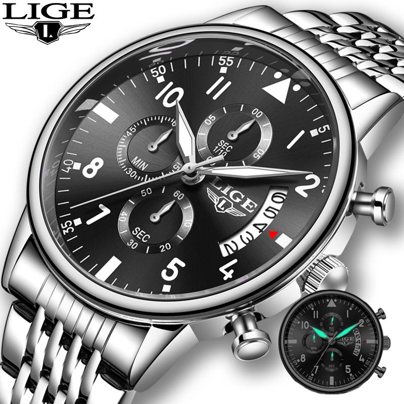 

Wristwatches 2021 Fashion Black Mens Watches Top Watch Men Militray Waterproof Quartz For Man Sport Chronograph Clock Male, Slivery;brown