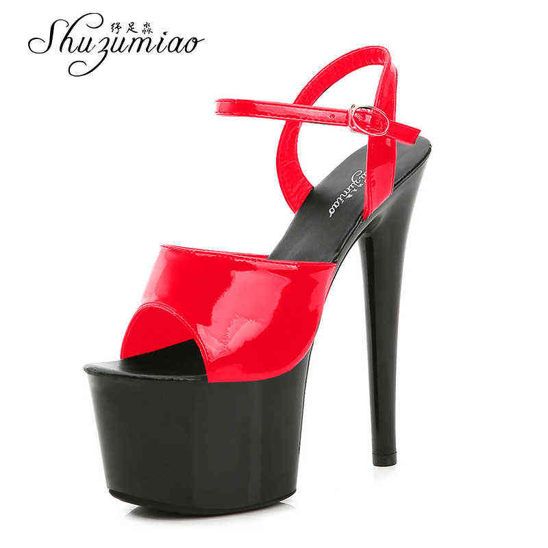 

shuzumiao Women Sexy Show Sandals 17 CM Platform High Heels Striper Pole Dance Shoes Gladiator Party Club Girl Shoes Wholesale Y0721, As picture shown