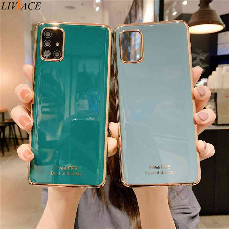 

Luxury Plating Silicone Phone Case For samsung galaxy a51 A71 a52 A21S A31 A12 A42 5G A50 A72 A40 A70 A02 A7 A32 4G Cover, Emerald green