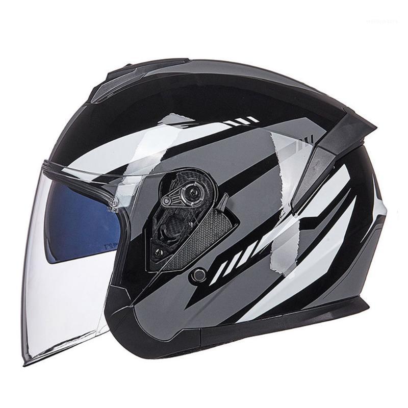 

Half Face Motorcycle Helmet Men Moto Scooter Double Lens Biker Motorbike Racing Riding For 4 Season Helmets1