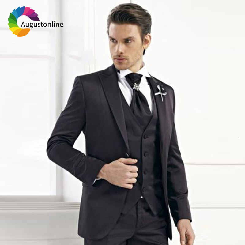 

Men's Suits & Blazers Italian Black Slim Fit Men For Wedding Groom Wear Formal Costume Prom Tuxedo Best Man Blazer Jacket+Pants+Ve, Gray