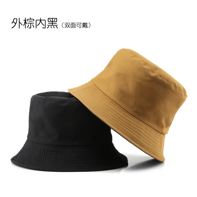 

Japanese Womens Spring and Autumn Fashion Personalized Double-Sided Light Board Solid Color Bucket Hat Outdoor Sun Protection Sun Hat Bucket, Outer beige and inner black