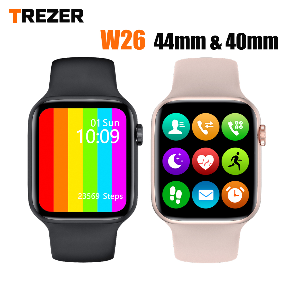 

TREZER IWO W26 Smart Watch Full Screen 40MM 44MM Men Women Smartwatch Waterproof Watch 6 Sport Smart Watch for Android IOS Phoneg, Black