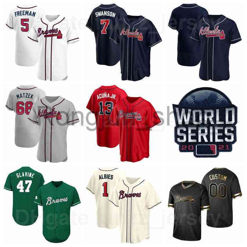 

World Series 2021 Baseball 7 Dansby Swanson Jersey 8 Eddie Rosario 5 Freddie Freeman 20 Marcell Ozuna 13 Ronald Acuna Jr 1 Ozzie Albies, Men flexbase