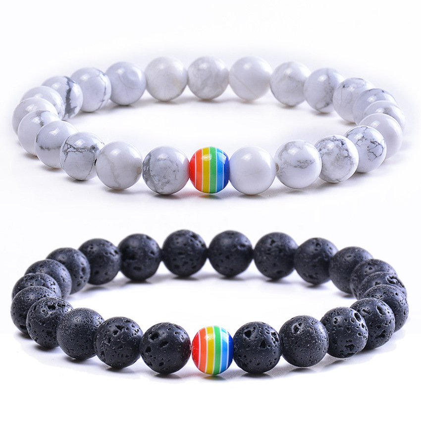 

Rainbow Natural Stone Bead Strands Bracelet Tiger Eye Turquoise Laa Rock Bracelets Bangle Cuff Women Men Fashion Jewelry Will and Sandy