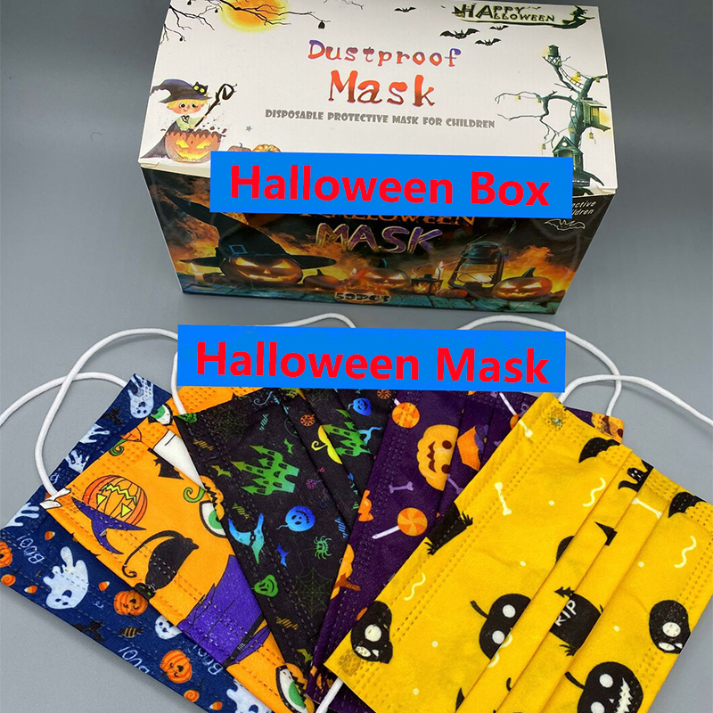 

Halloween Disposable Mask 5 Styles Adult Kids Face Masks With Box