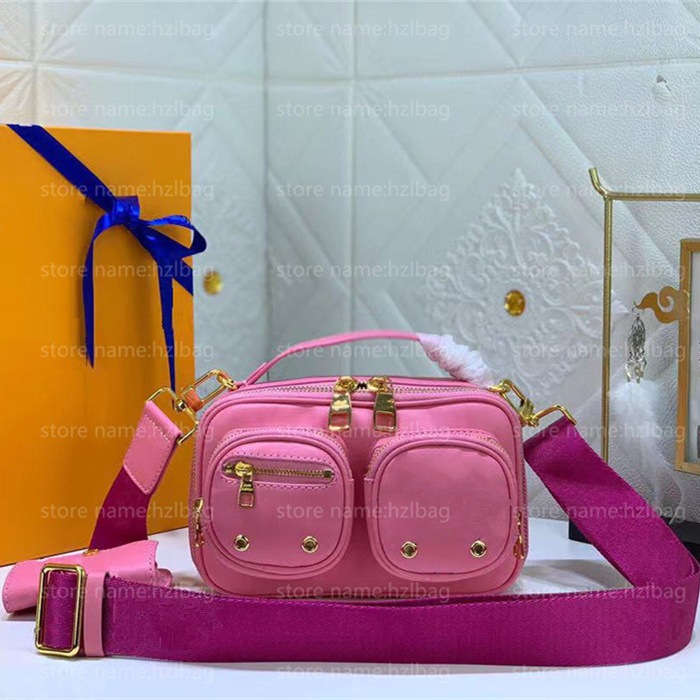 

sporty Utility Crossbody bag M80450 Sliding coin purse leather versatility Pink embossed Double zip designer bags M59244, Color 01