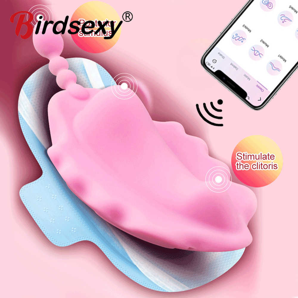 Butterfly Wearable Dildo Vibrator for Women Bluetooth Vibrator Wireless APP Remote Control Vibrating Panties for Couple Q0602-image-703202763