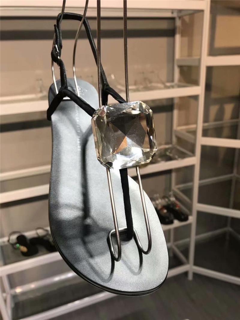 

Sandals Mirror Leather Rhinestone Slippers Summer Casual Beach Shoes Women 35-42, Black