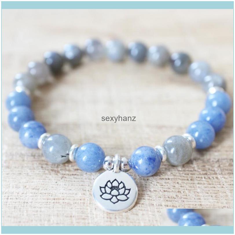 

Bracelets Beaded, Strands Manyue Design Women S Labradorite Mala Bracelet Natural Brazil Blue Aventurine Energy Healing Crystals Jewelry Dro