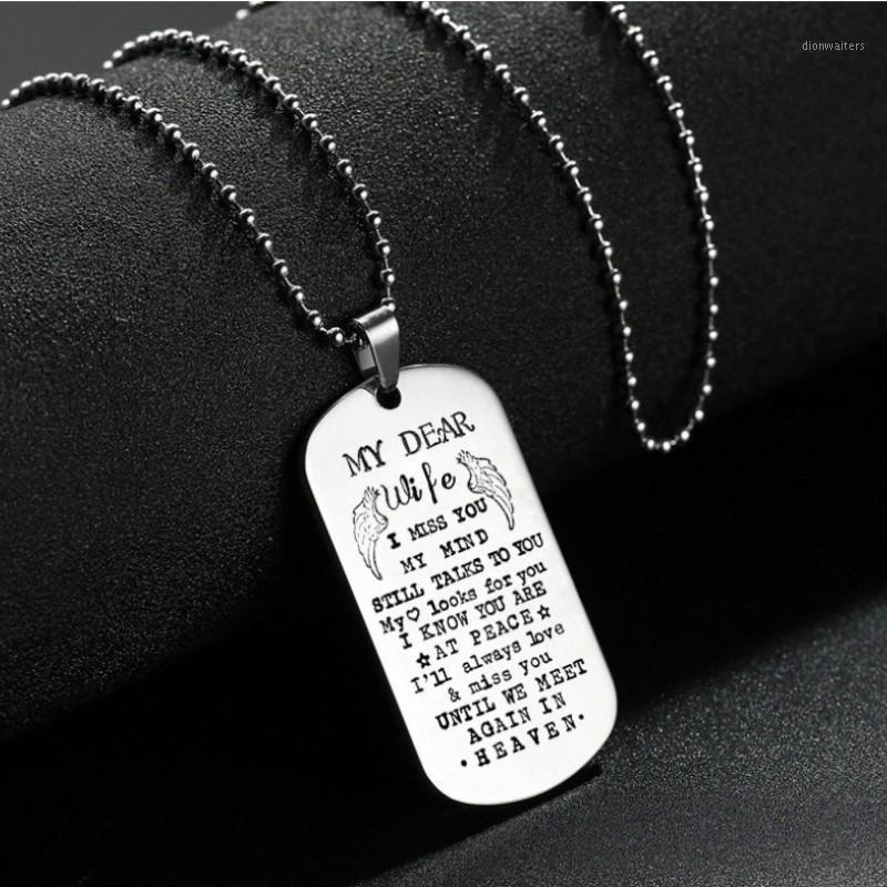 

Chains Necklace Woman Letter Man My Dear Wife Pendant Ladies Chain Lovers Silver Color Trendy Stainless Steel Collares