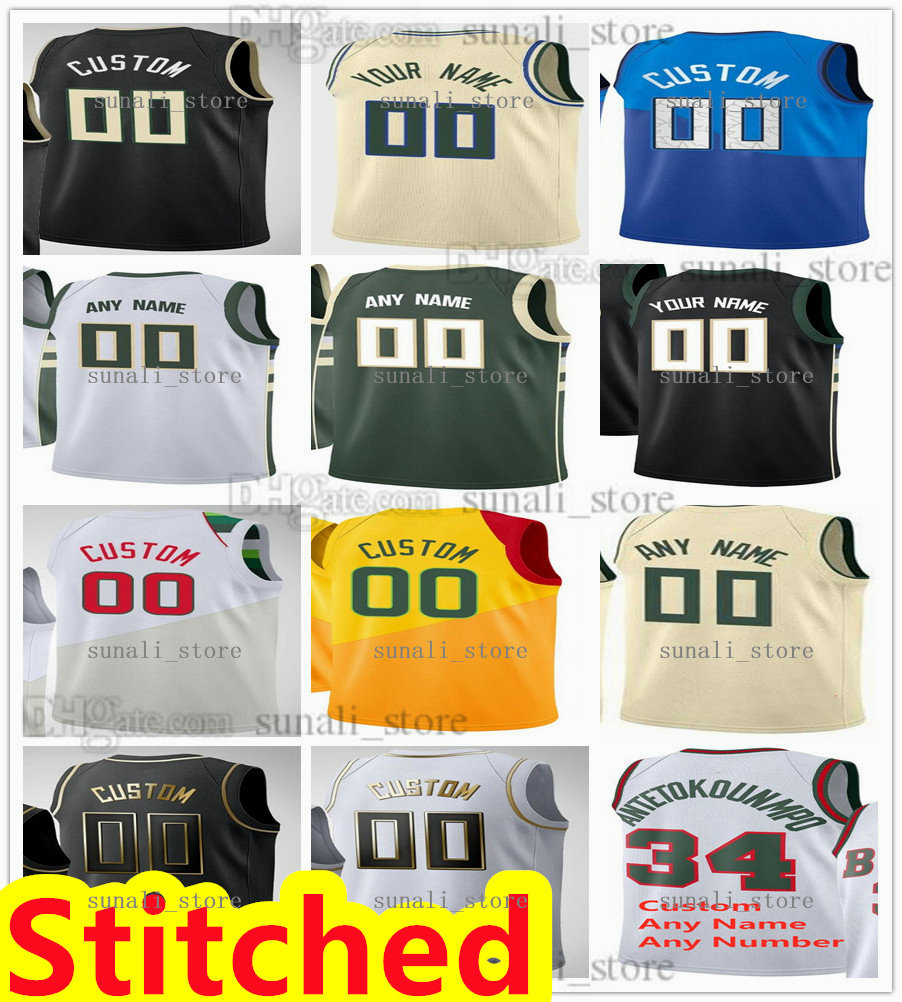 

Stitched 2021 Basketball Jerseys Khris Middleton Jrue Holiday Giannis Antetokounmpo Brook Lopez Bobby Portis Donte TuckerBryn Forbes Justin, Black;red