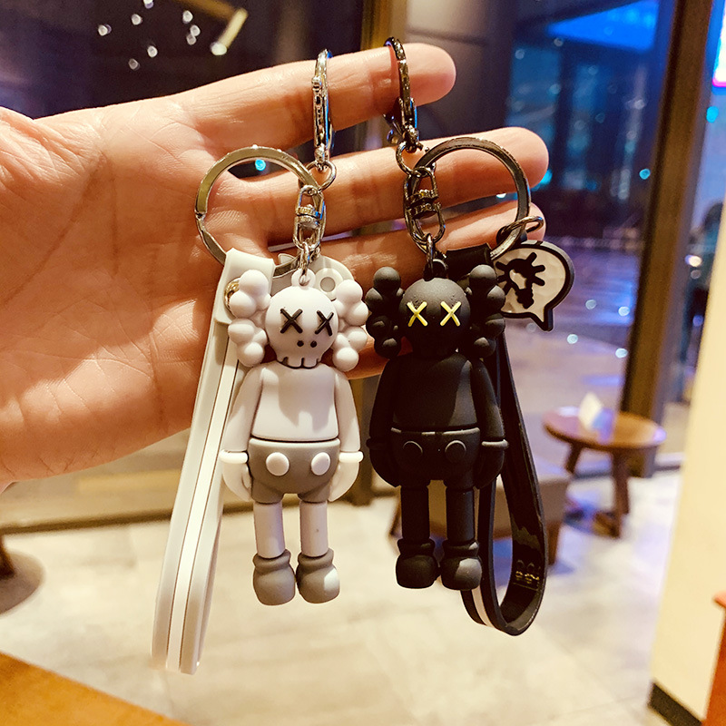 

Kaws Doll Designer Keyring Keychain Fashion Sesame Street Key Chain Accessories PVC Action Figures Toys Bag Charms Car KeyRings Holder