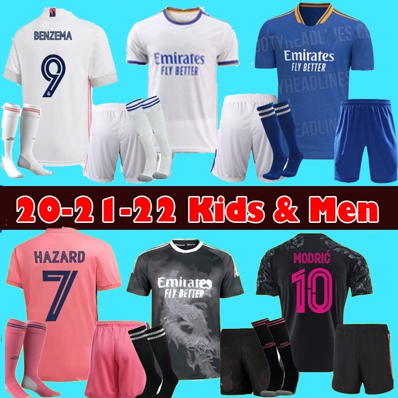 

Men kids 20 21 22 Real Madrid Soccer Jerseys HAZARD SERGIO RAMOS BENZEMA Camiseta de futbol 2021 VINICIUS JR Human Race football shirt, Red