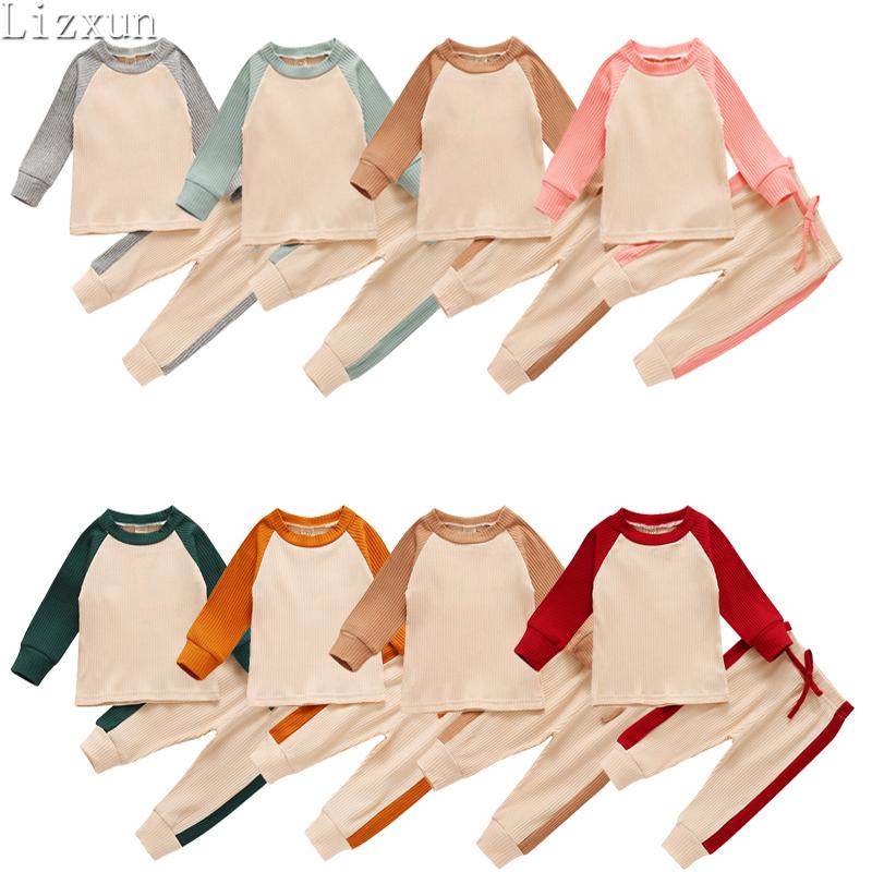 

Clothing Sets 0-3Years Toddler Born Baby Boy Girls Clothes Long Sleeve T-Shirt Top+Pants 2pcs Patchwork Color Outfit Casual Set, White