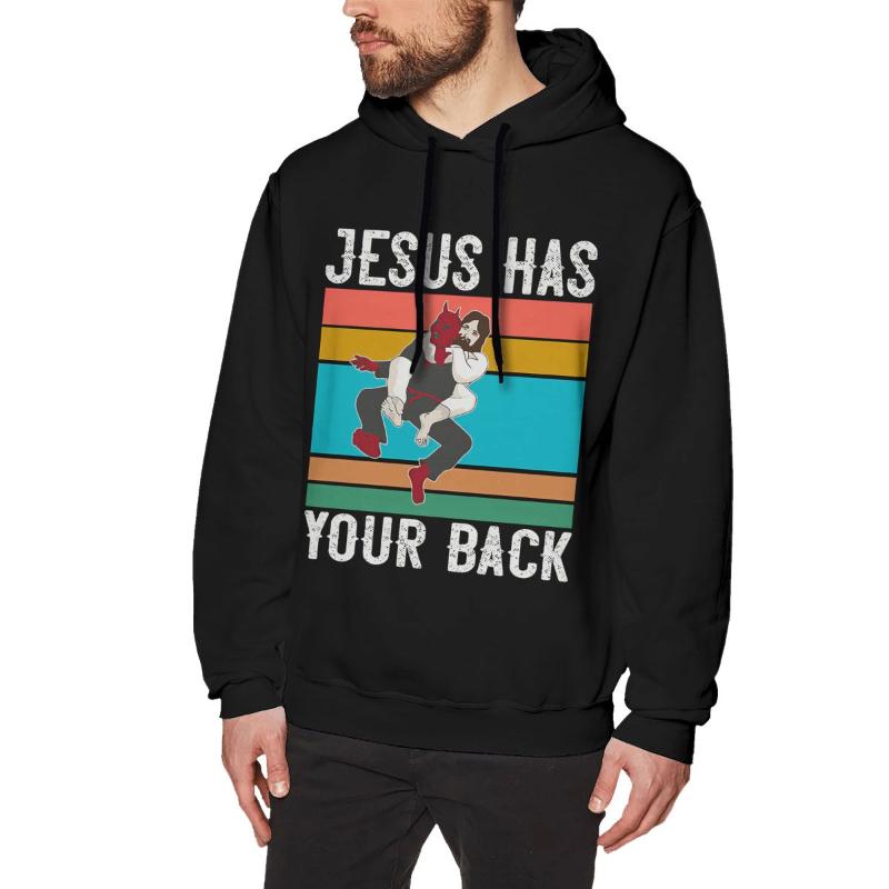 

Men's Hoodies & Sweatshirts Jesus Has Your Back Print Brazilian Jiu Jitsu Gift Christian Men Hoodie Tracksuits Sweatshirt, Black
