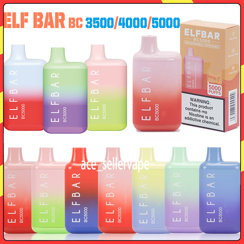 

ELF BAR BC3500 BC4000 BC5000 E Cigarettes Disposable Vape 12 Colors 13ml MESH Coil Pods 650mah Recharged Battery Vapes Box Device Puff Bars