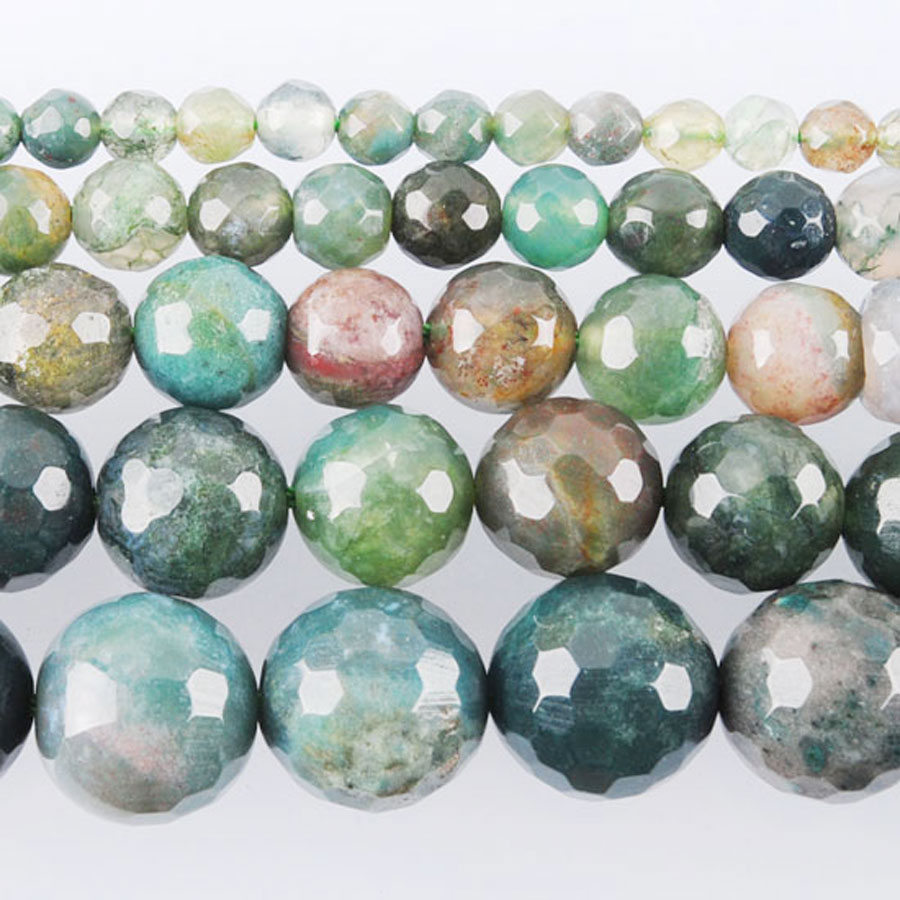 

WOJIAER Natural Algae Tribe Agate Faceted Stone Spacer Loose Beads 4 6 8 10 12mm Jewelry Making for Bracelets 15.5Inches BY921