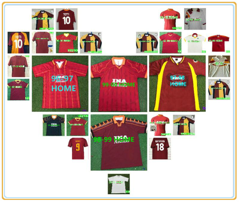 

5 96 97 98 99 10 ROMA RETRO soccer jersey 00 01 02 TOTTI Classic BATISTUTA Candela Football shirt Vintage 2002 Maglia da NAKATA 88 89 90 91, White