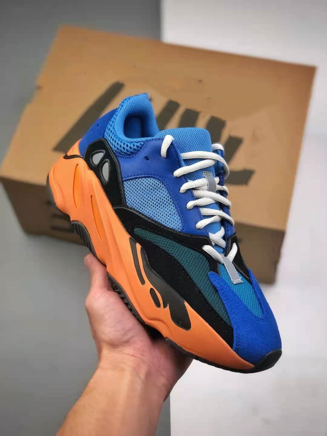 

High quality breathable Running shoes kanye reflective for men and women Blue Size36-46